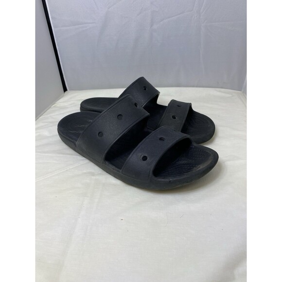 Crocs Other - Crocs Sandals Mens Size 10 Womens 12 Black Two Strap Slide Beach Pool Shoes